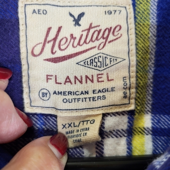 Heritage American Eagle XXL_TTG Shacket Flannel Shirt blue/white/yellow - Picture 2 of 16